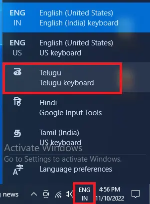 Enable telugu inscript keyboard windows 10