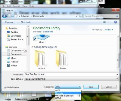 Save Telugu text in notepad